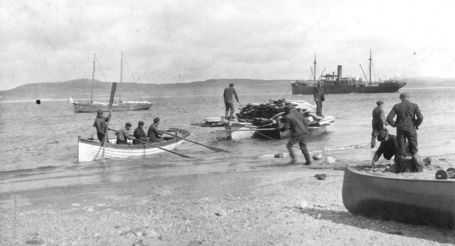 Unloading Supplies at Port Harrison in 1909. Photograph Courtesy of the McCord Museum M2000.113.6.11 Unloading Supplies at Port Harrison in 1909. Photograph Courtesy of the McCord Museum M2000.113.6.11